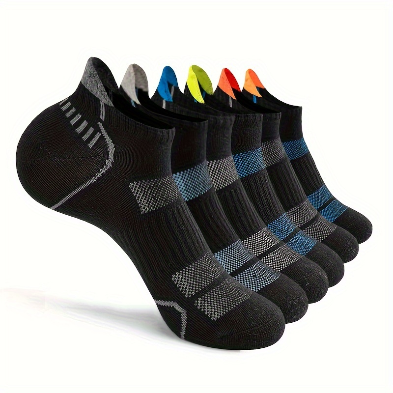

6 Pairs Of Men's Ankle Sport Socks, Sweat-absorbing Comfy Breathable Socks For Men's Basketball Training, Running Outdoor Activities