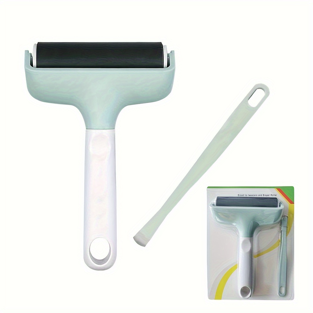 

Ensemble de 2 pièces pour Estampage Artisanal : Rouleau Brayer & Pinces de Tapis - Outils en Plastique/Métal Durables pour Scrapbooking et à Presser, Détachant, Scrapbooking