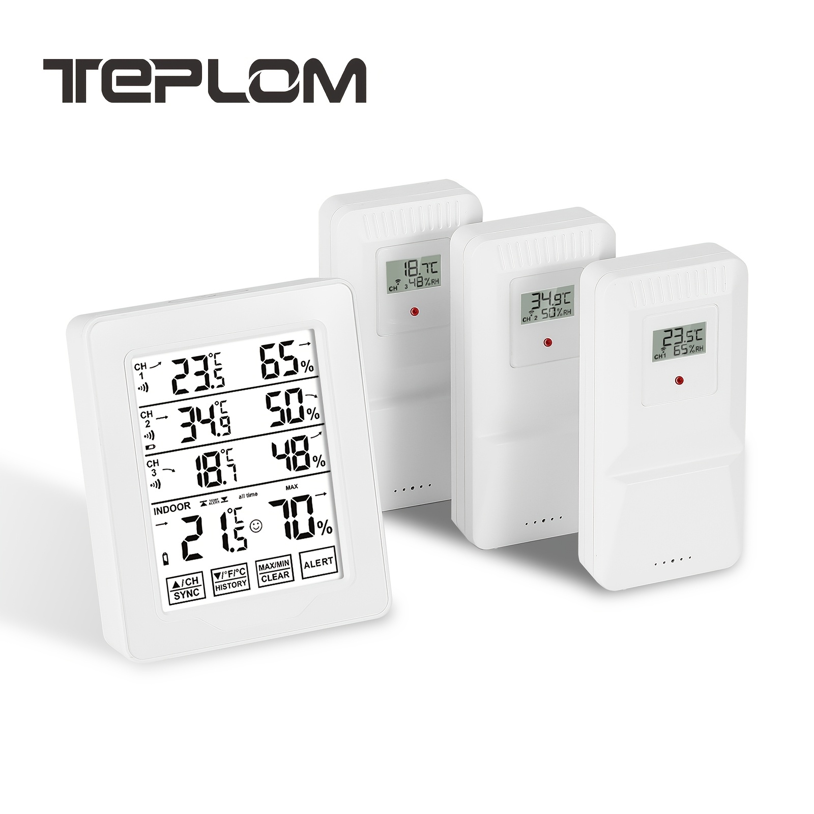 Indoor Outdoor Thermometer Wireless, 4.5 Inch Display Digital Hygrometer Thermometer Temperature Humidity Monitor With 330ft Range Sensor And Adjustable Backlight