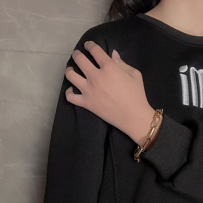 Double Layer Hip Hop Bracelet in Stainless Steel with Stylish Chain