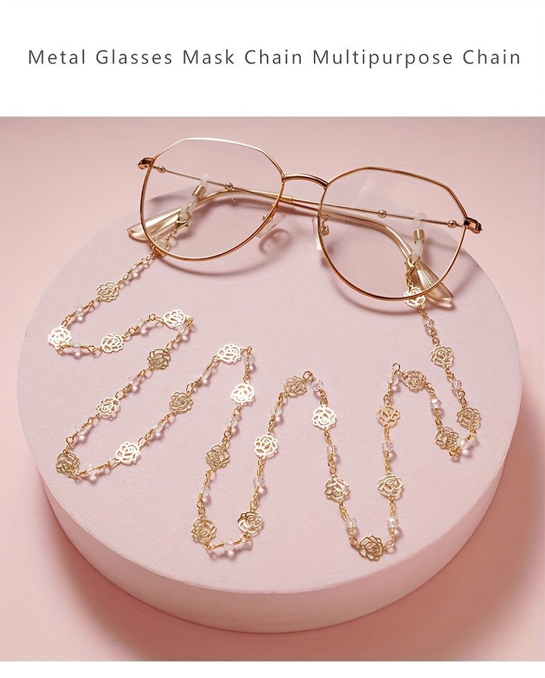 retro rose eyeglass glasses chain strap eye glasses holders around neck mask eyewear strap glasses retainer details 0