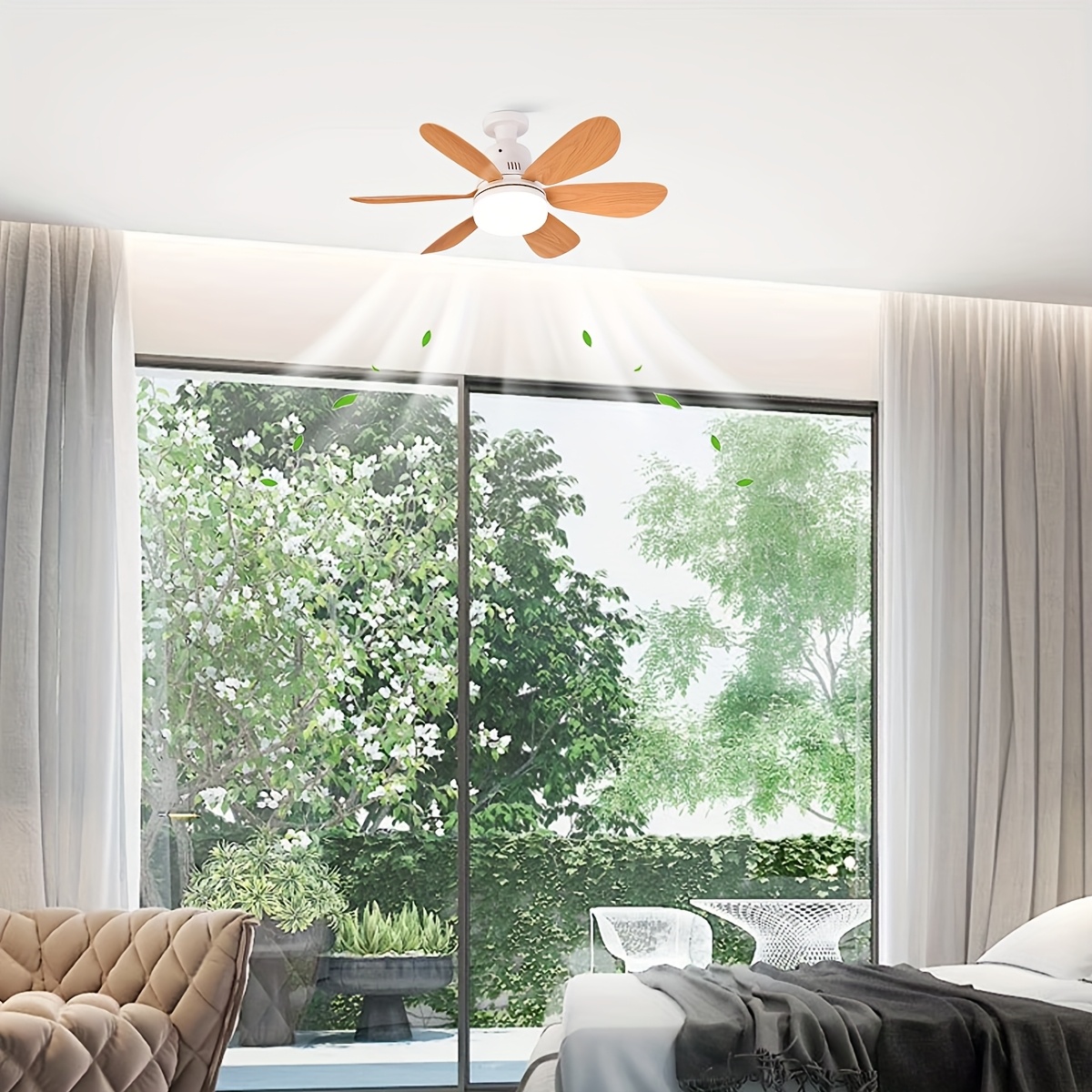 LMYDIDO 33cm LED Ceiling Fans With Lights, E27 Socket Reversible