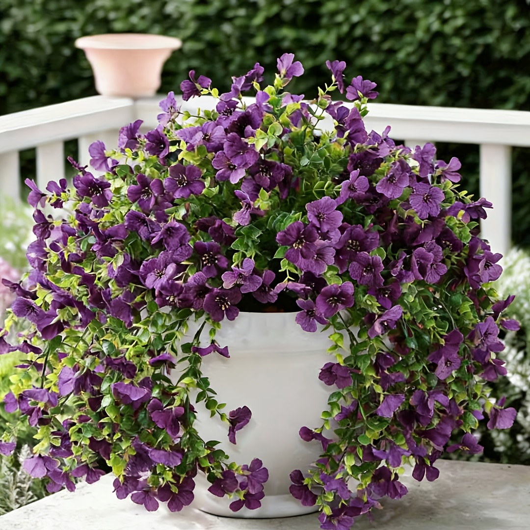 2pcs artificial hanging daisy plants uv resistant spring decoration suitable for indoor outdoor home porch or     in white potted plants durable plastic flowers