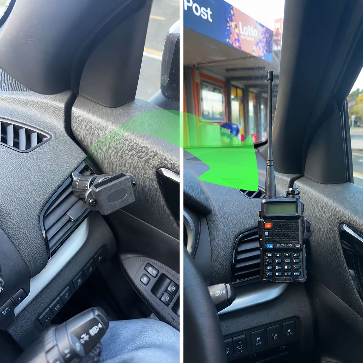 TEMU Lot de 1, Support de voiture pour talkie-walkie, Support de voiture à crochet en acier pour grille d'aération, Convient pour les radios Baofeng,