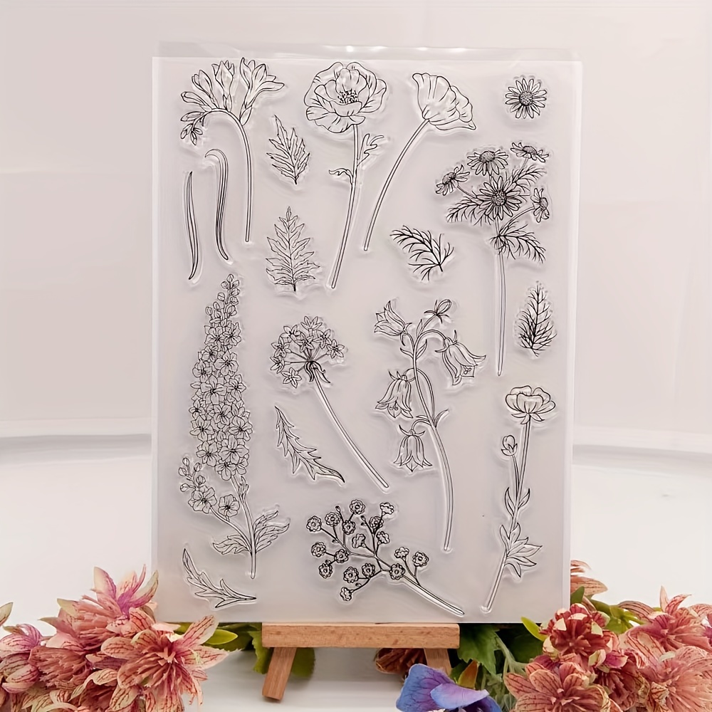 

1pc Flower Transparent Rubber Seal Stamps Retro Rubber Clear Stamp For Cards Making Diy Scrapbooking Photo Journal Album Decoration