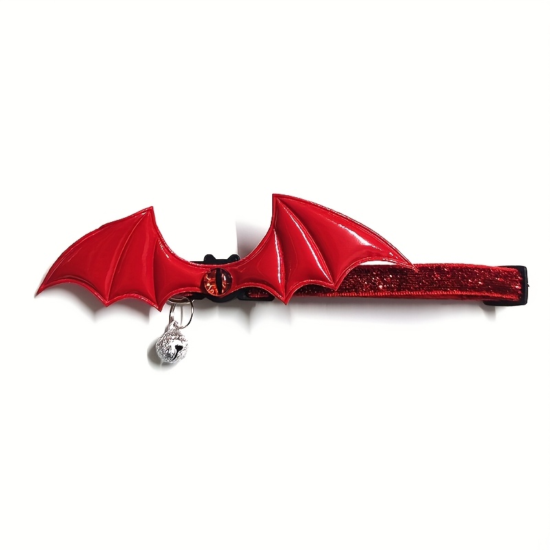 TEMU Halloween Style Black - Demon Bat Wings Pet Collar Shiny Effect Cat Neck Collar Cat Scarf