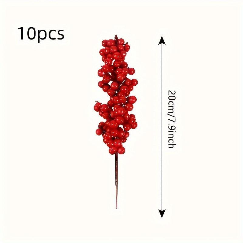 TEMU 10pcs Set Of Artificial Christmas Tree Decoration Berries - Diy Holiday Decoration, No Power Required