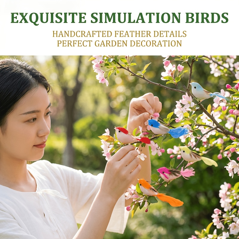 6 piezas de pájaros en miniatura realistas hechos a mano, con formas adorables y colores intensos, adecuados para decoración de patio, adorno de jardín, adornos de interior para el hogar, detalles decorativos para patio exterior, para añadir riqueza de color, y también se pueden regalar a amigos