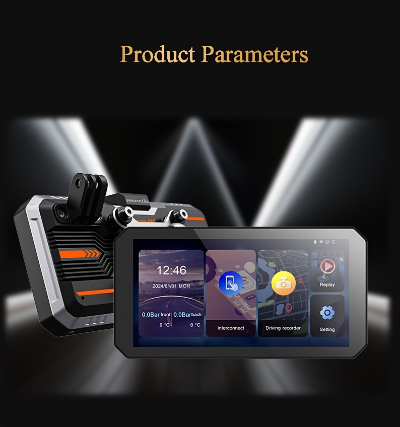 Gallop Sprite 6-inch Motorcycle Dash Cam, GPSD Navigator with Split-Screen Display, Upgraded Anti-Shake and Shockproof Handlebar Mount, Dual 1080P Front and Rear Cameras + 64GB Card, Loop Recording, Wireless Bluetooth CarPlay & Android Auto Screen