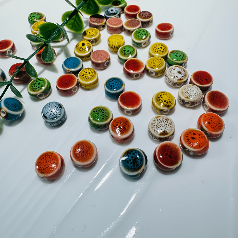 60/120pcs Multicolor Speckled Glaze Ceramic Beads for DIY Jewellery
