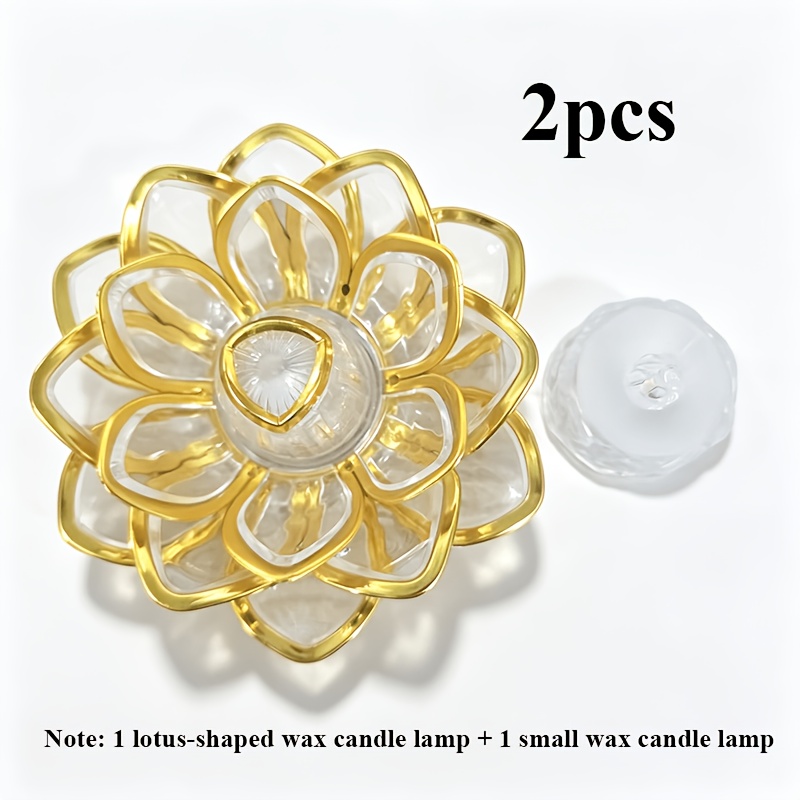 Image of 2pcs Led Lotus Candle Light, Flameless Flickering Electronic Tea Light, Plastic Lamp, Home Tabletop Decoration, Halloween Christmas Birthday Gift