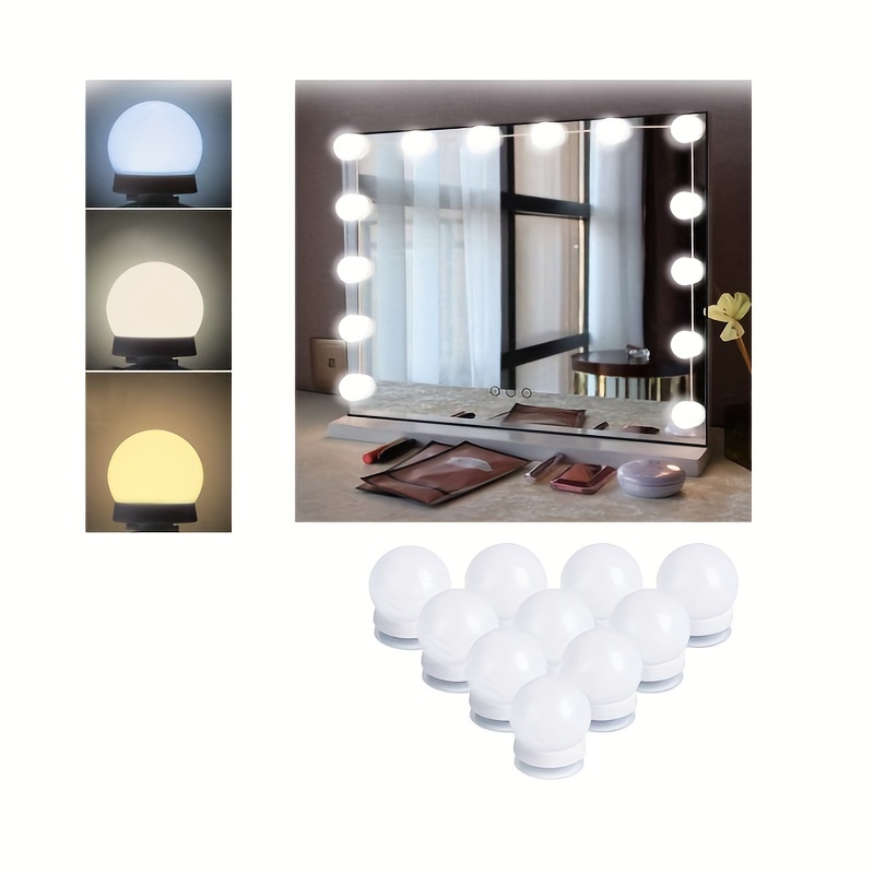 light up your beauty routine 10pcs led makeup mirror light bulb withusb wall lamp 12v stepless dimmable wall light rotating storage wire details 0