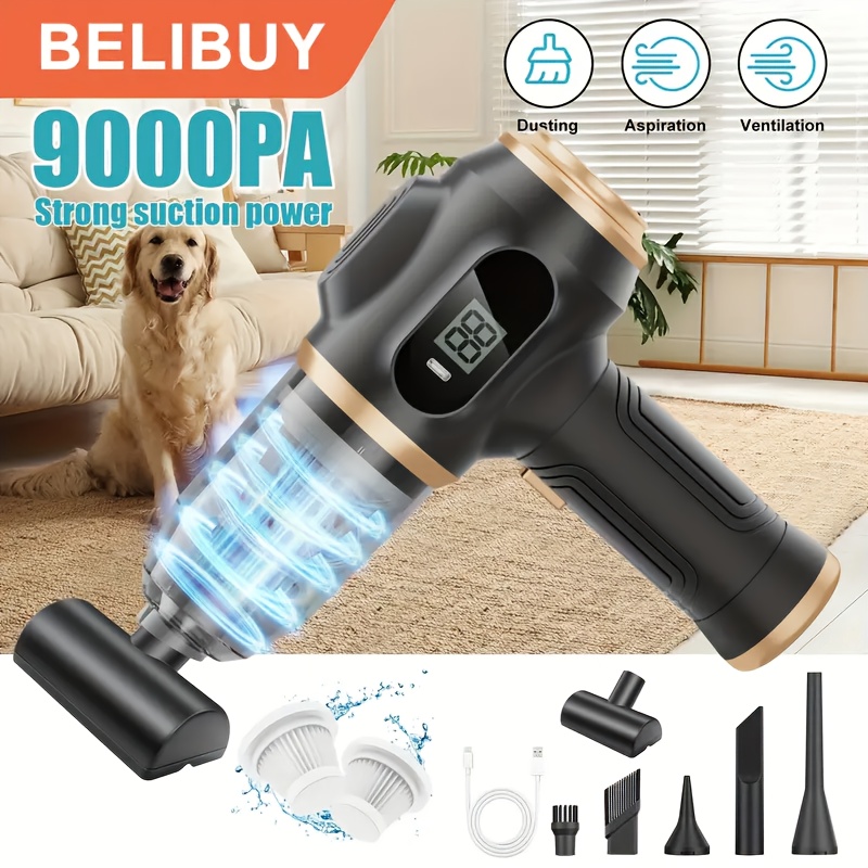 Handheld Electronic Vacuum Cleaner with Super Suction, Featuring a Digital Display, High-Efficiency Design, And Multiple Crevice Tools, Ideal for Cleaning Homes, Dusting Floors, And Tidying Car Interiors