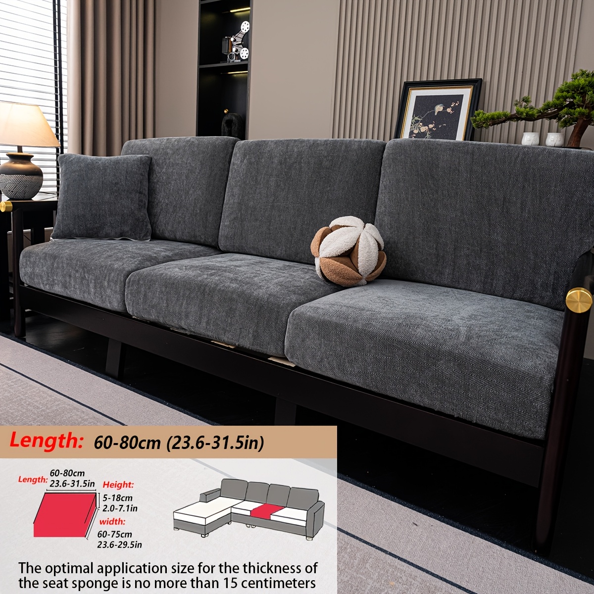 TEMU 1pc Chenille Sofa Slipcover, Non-slip Anti-shifting, Pet-friendly, Machine Washable Wear-resistant Protector. Fits Straight & L-shaped Sofas,