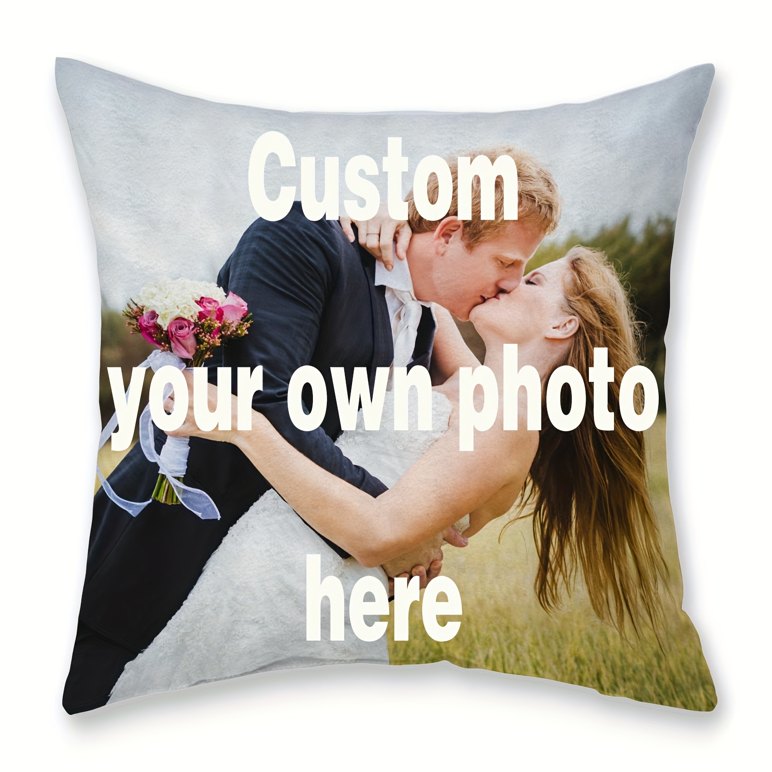 

(customized Photo) 1 Personalized Pillow Cover, Customized Photo Pillow Cover, Valentine's Day And Valentine's Day Birthday Gift, Single Sided Soft Square Cushion Cover For House Decoration