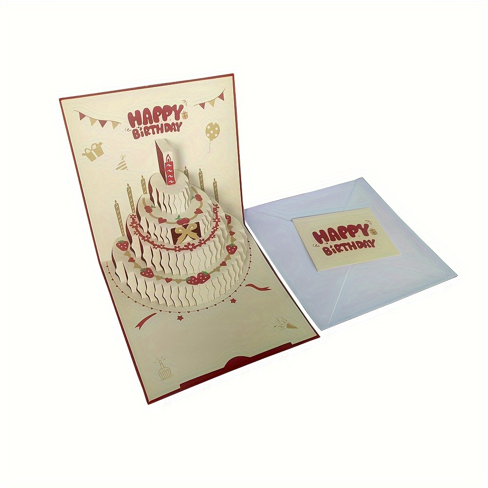 3d Birthday Greeting Card, 3d Cake Candle Shape, Colorful Happy Birthday Greeting Card, Birthday Party Gift