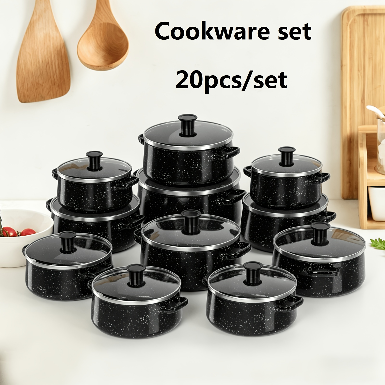 TEMU Durable 20pcs Multi-functional Kitchenware Set, Multi- Pot And Stew Pot, Suitable For Gas Stoves And Induction Cookers, Suitable For Home And