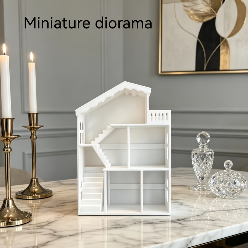 1pc miniature dollhouse suitable for with accessories realistic miniature building model plastic dollhouse with miniature furniture compatible for   tabletop scenes dollhouse accessories for