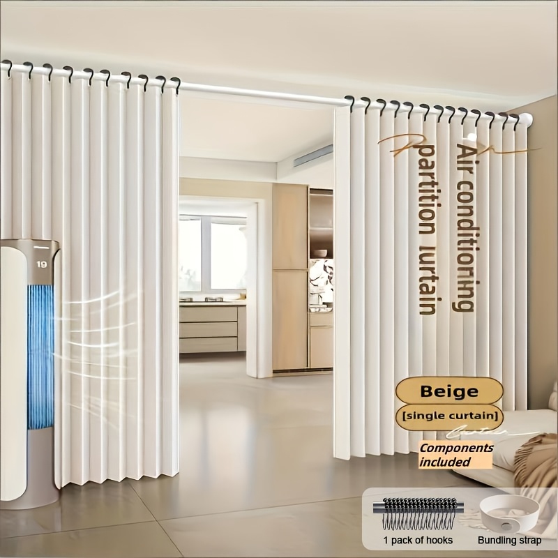 TEMU Graneat Bohemian Wave Door Curtain, 2d Folding Room Divider Privacy Sheer, No-pole Installation With Hook And Cord System, Living Room
