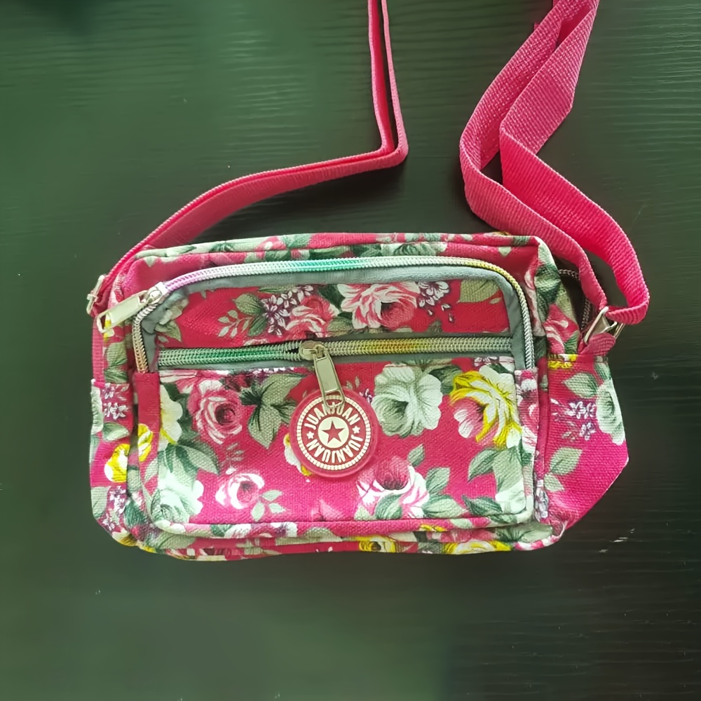 

1pc, Floral Multi-layer Crossbody Canvas Bag, Versatile Messenger Bag, Essential For Women's Outdoor Use