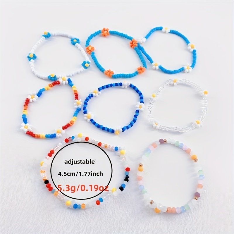 Boho Style Women's Beaded Flower Bracelet for Spring/Summer