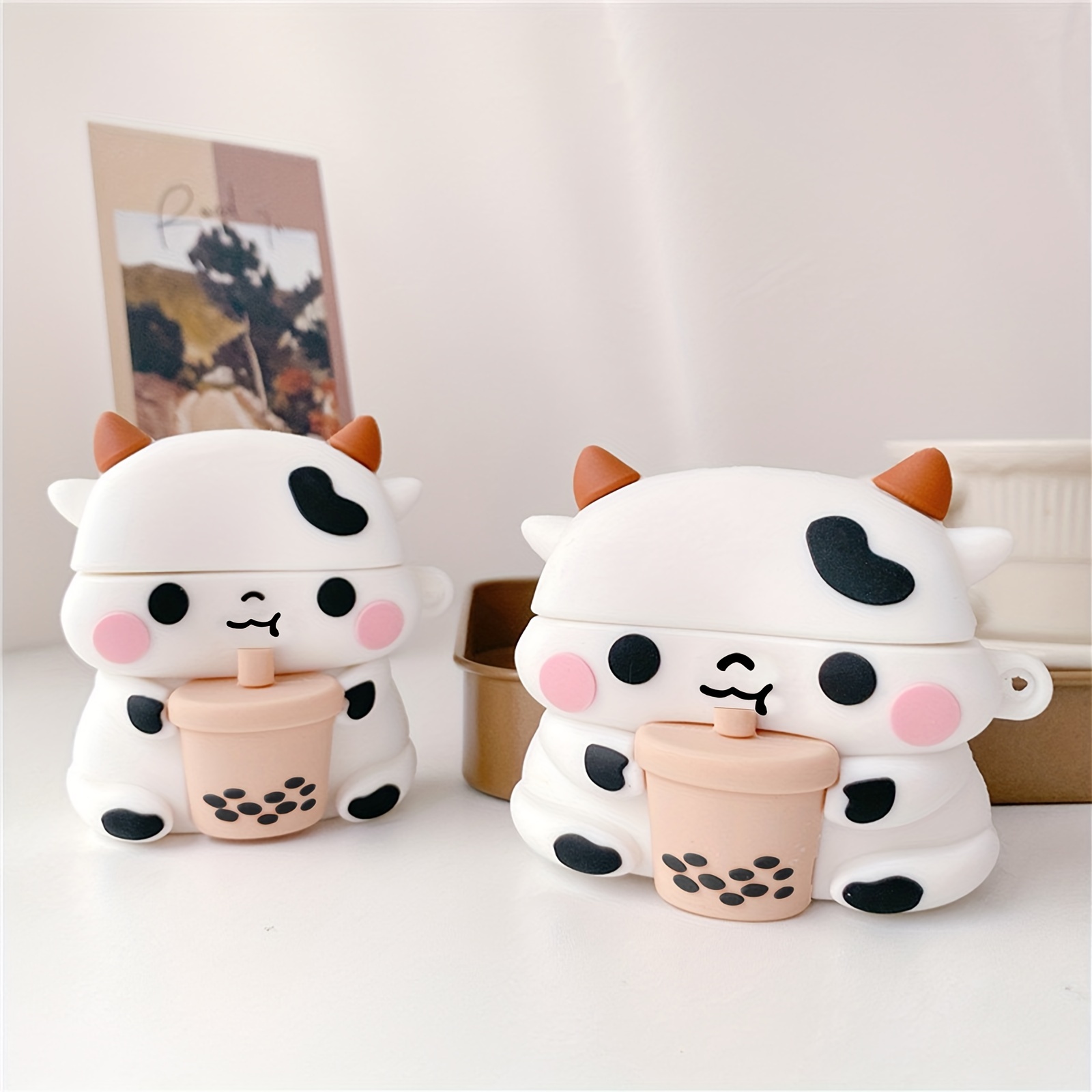 

Cute For Airpods 1 2 Pro Case Cartoon 3d Cow Cattle Milk Tea