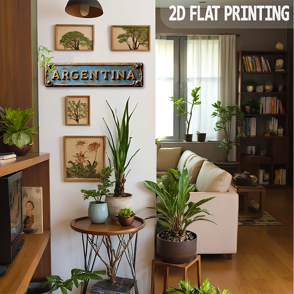 TEMU Placa Decorativa de Aluminio 2D , 1 pieza, "ARGENTINA" (15.7X3.9 Pulgadas/40Cmx10Cm), Ideal para el Hogar, Adornos Decorativos de Fiestas, de