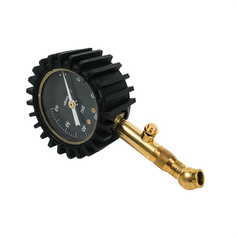TEMU Heavy-duty 0-60 Psi Tire Pressure Gauge With Large 2-inch Dial, Dual Psi/bar Scale, And Ergonomic Grip - Suitable For Bicycles, Cars, Suvs,