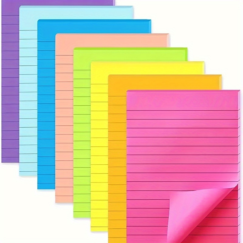 

-adhesive - 4x6 Lined , 45 Per Pad, 8 , Assorted For Reminders &