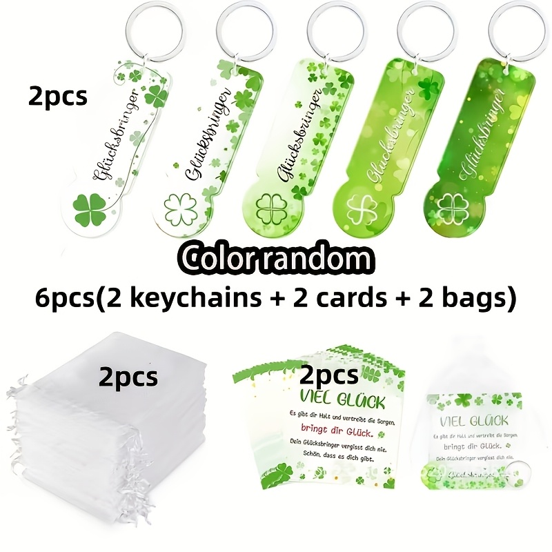 Gift For Her/him 6/9/15/45pcs Clover Keychain, Charm Key Ring With Trolley , Good Luck Wish Souvenir, 's Day Party Favor, Christmas New Year Decoration Gift, Random Color