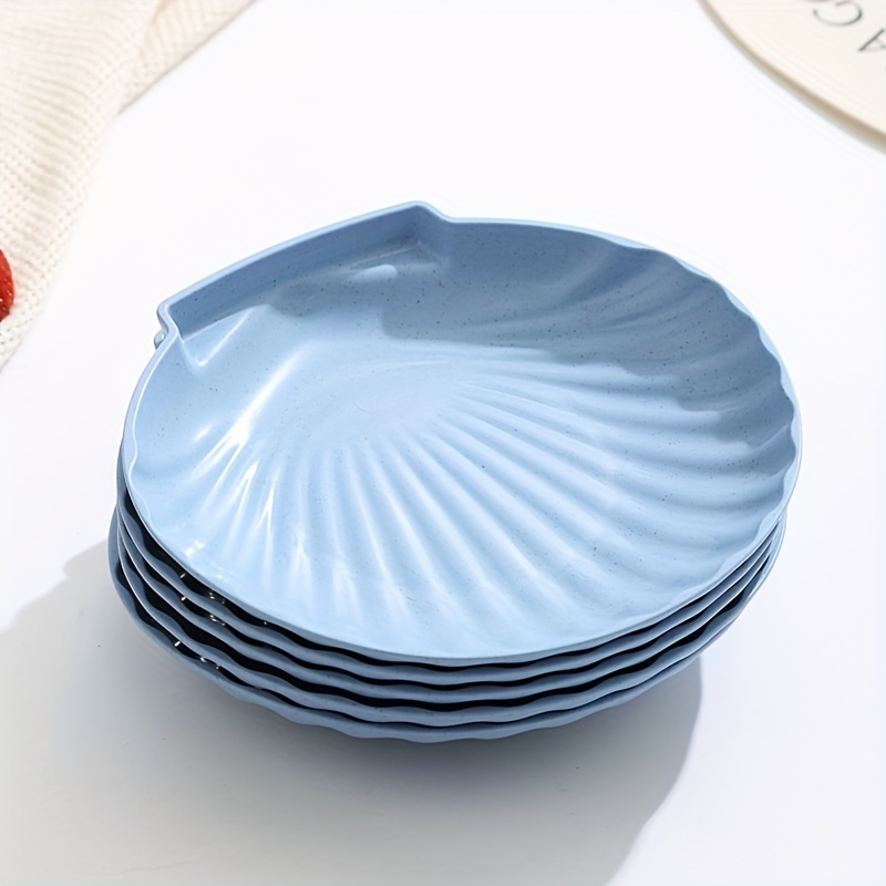 изображение предмета 1 шт., 5 шт., тарелки в форме ракушки, маленькие тарелки 6 дюймов, тарелки для десертов и тортов, тарелки для обеда и ужина, подходят для семейных посиделок на кухне, школьных мероприятий, корпоративных обедов для нескольких человек, ресторанов, доступны в различных цветах