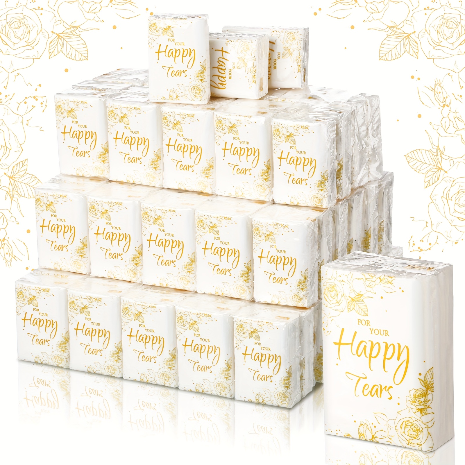 TEMU 100pcs Tissues Packs Facial Tissues Items For Guests Wedding Welcome Bags Pocket Tissues Mini Travel Size 3 Ply Tissue Packs For Wedding Party