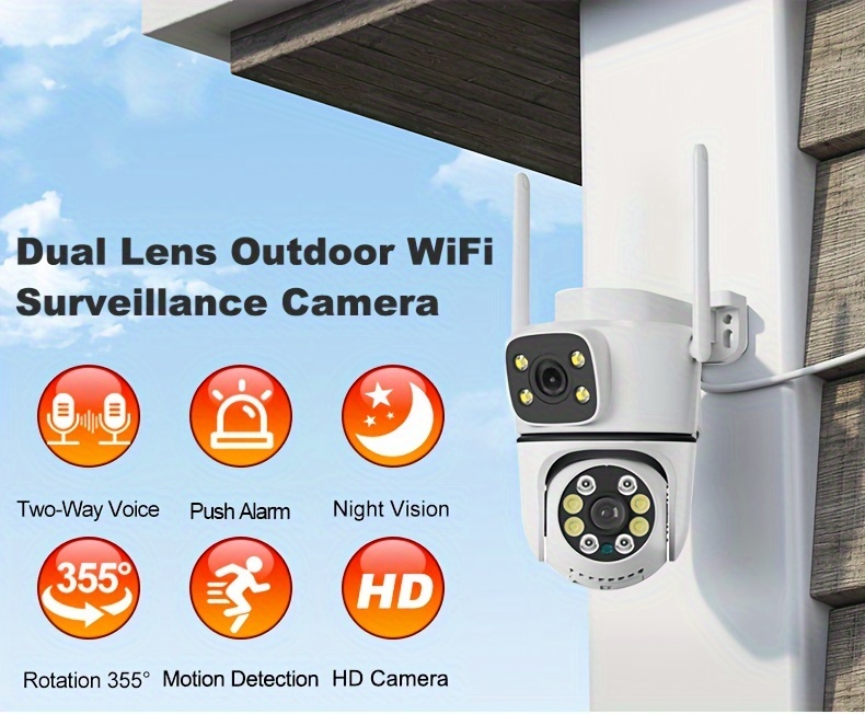 Anyazhineng 1080P Dual Lens Outdoor Security Camera - WiFi Enabled, Auto Tracking, Human Detection, Night Vision, Two-Way Audio, 360° Pan Tilt Control for Home Safety details 0