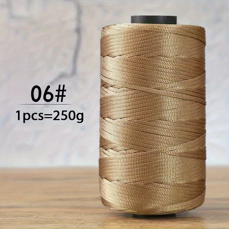 TEMU Fil plat de ruban au crochet d'été 250G, corde 100% polyester, matériau de tissage fait main pour créer du fil brillant pour chapeaux de soleil