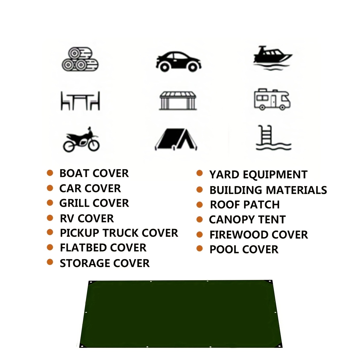 Outdoor Camping, Rooftops, Yards, Swimming Pools, Boats, And Garage Covers Are Suitable for Versatile Christmas Gifts. The Outdoor Awning Fabric Is in Green And Silver.