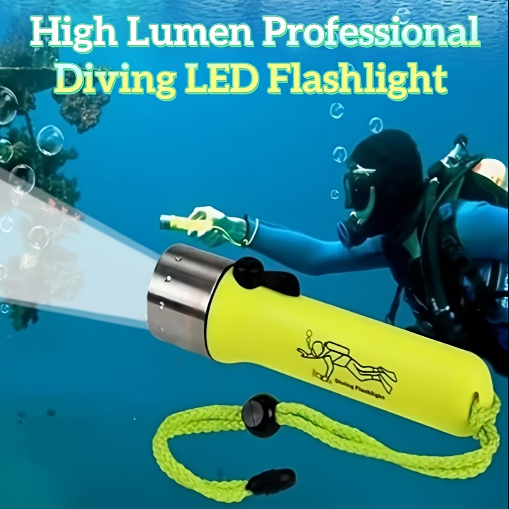 

1pc Led Flashlight, Professional Diving , Waterproof, Portable, For Outdoor Hiking, Camping, Hunting, Emergency Use, Battery Operated (battery Not Included)