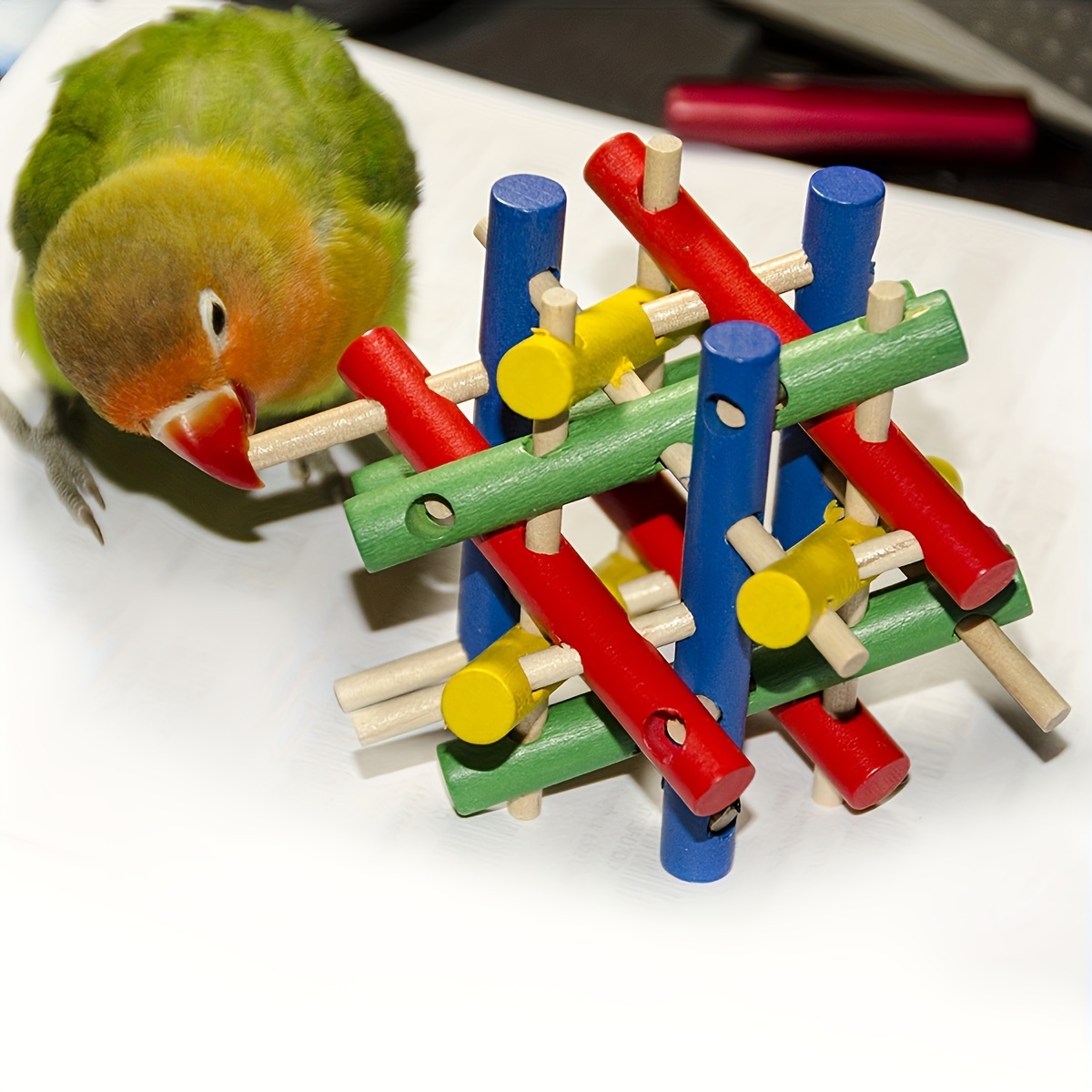 

Wooden Parrot Chew Toy - Interactive Bird Cage Accessory For Health & Entertainment