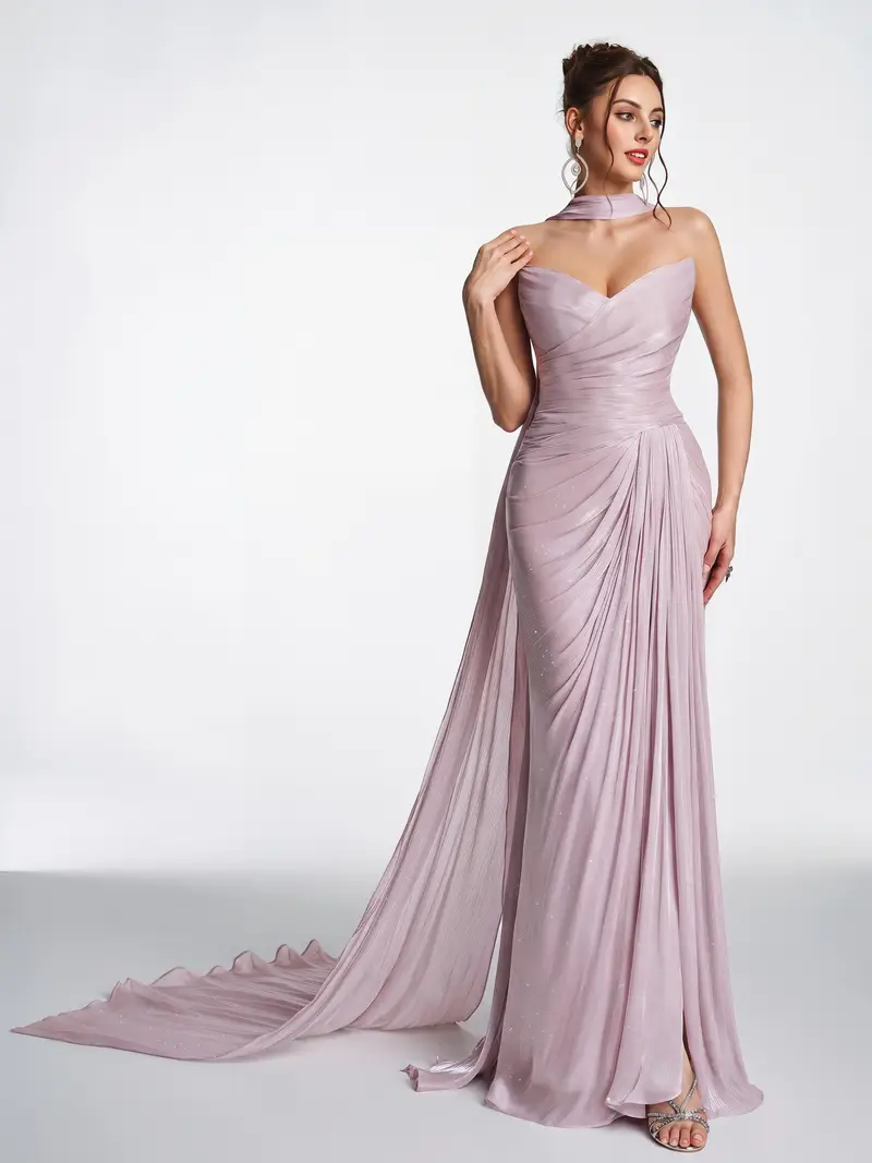 women's light pink strapless dress for a wedding KissProm Ruched Long Prom Dress, Pink / 10 Whether you are dressing it for a wedding party Women's Strapless Ruched Wrap Evening