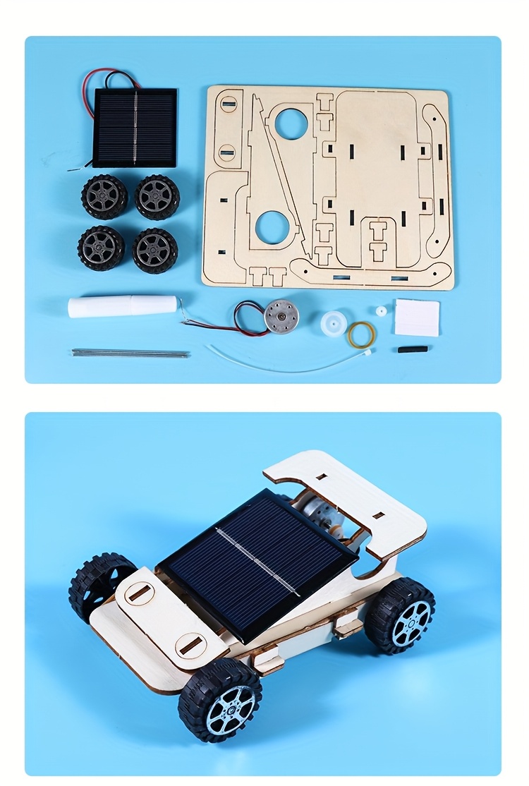 coche solar de madera para experiments científicos y enseñanza, regalo ideal para fiestas detalles 3