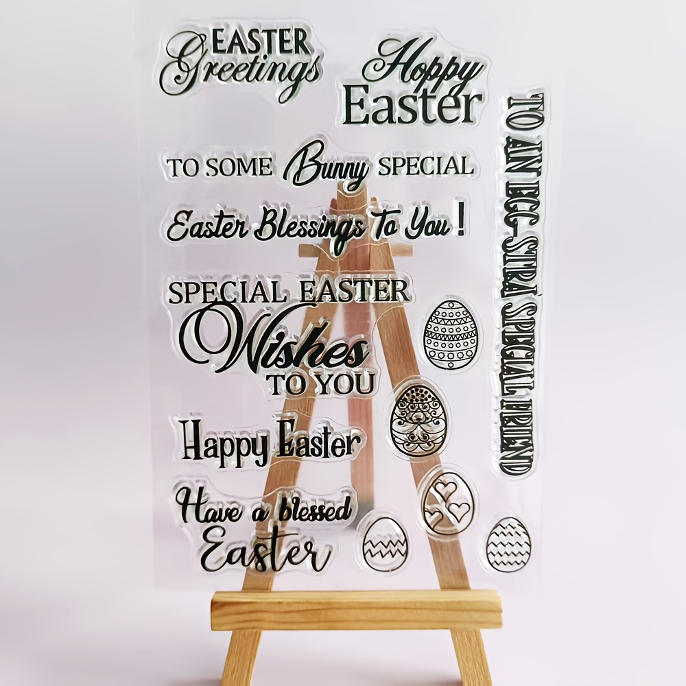 TEMU Spring Egg Greeting Clear Stamps Rubber Seals For Diy Scrapbooking, Card Making And Crafts