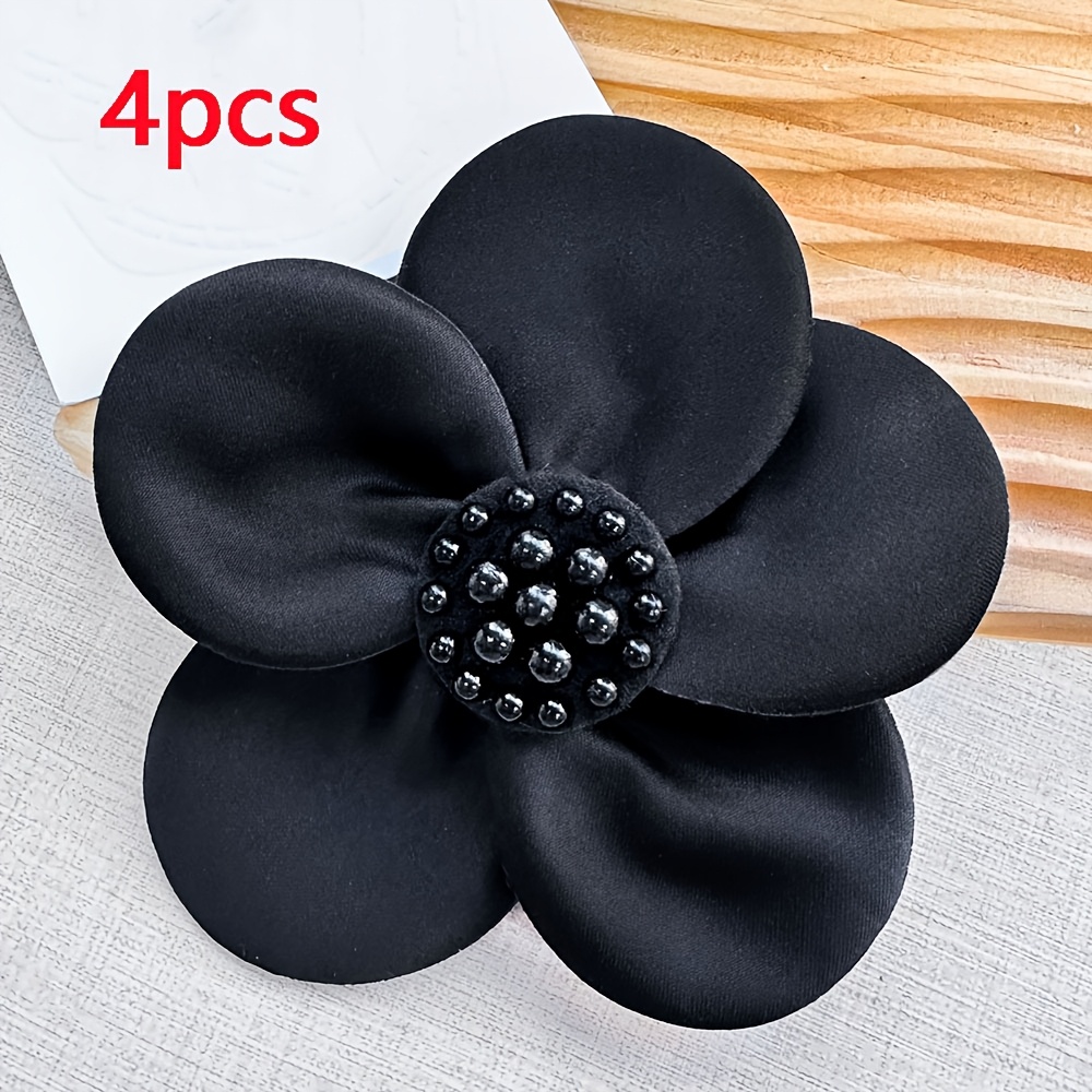 TEMU Set Of 4 Fabric Floral Embellishments, Faux Corsage Fabric Pieces, Floral Patches, Jewelry Embellishments, Ideal For Sewing And Decoration,