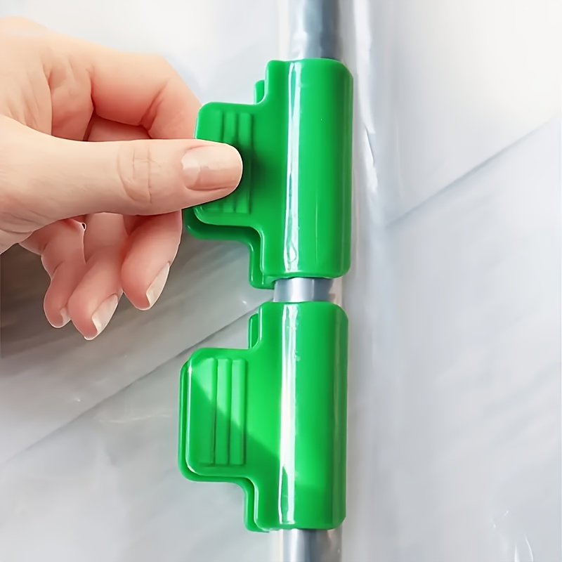 Image of 60pcs Green Greenhouse Film Clips, Small Hoophouse Gardening Agricultural Plant Film Plastic Clips, Windproof Greenhouse Fastening Buckles