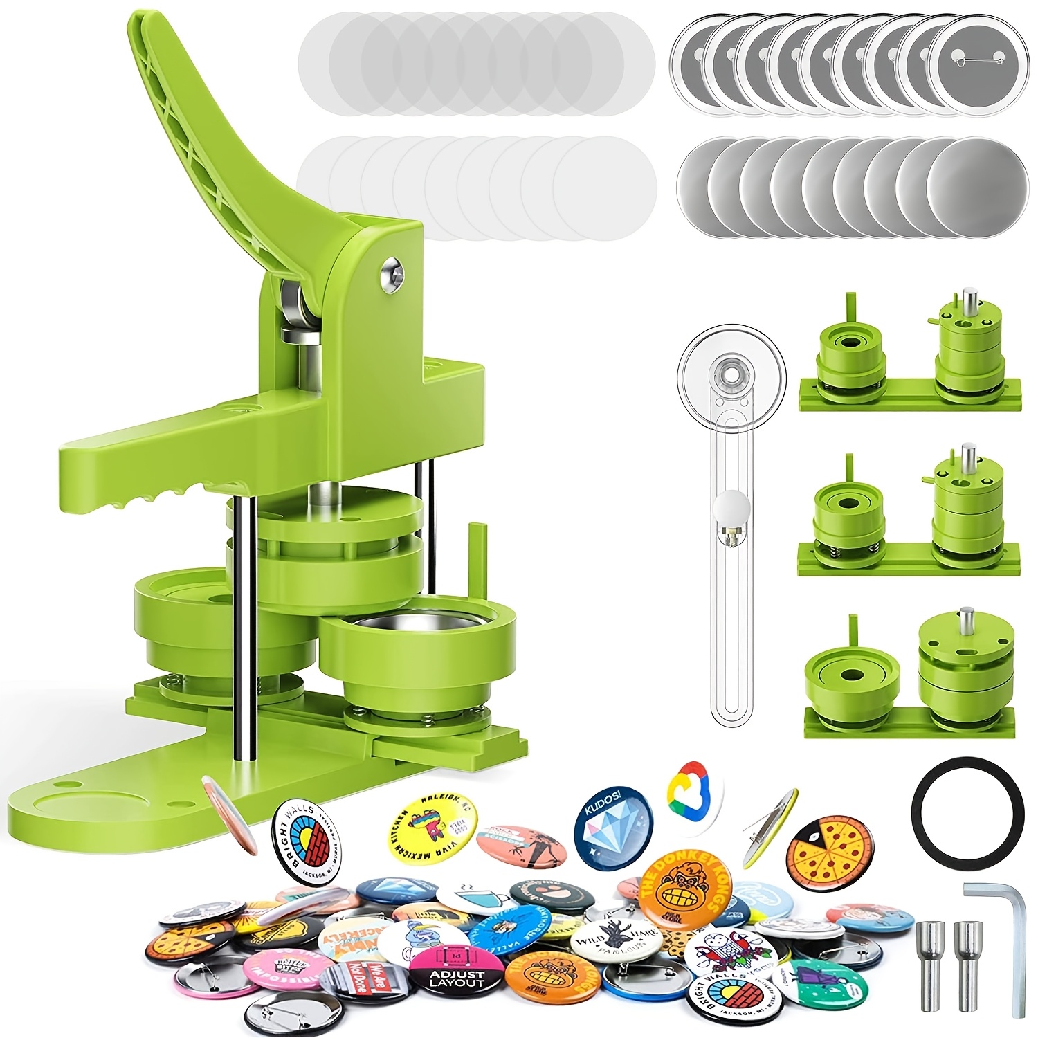 Button Maker Machine 58mm, Installation-free 58mm Diy Pin Badge Button Maker Press Machine Badge Punch Press With Free 50pcs Button Parts
