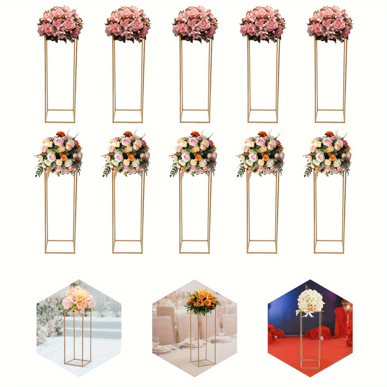 

10 Pcs Vase, Metal , 32in/80cm Metal Centerpieces Vase For Table, Decorations Stand