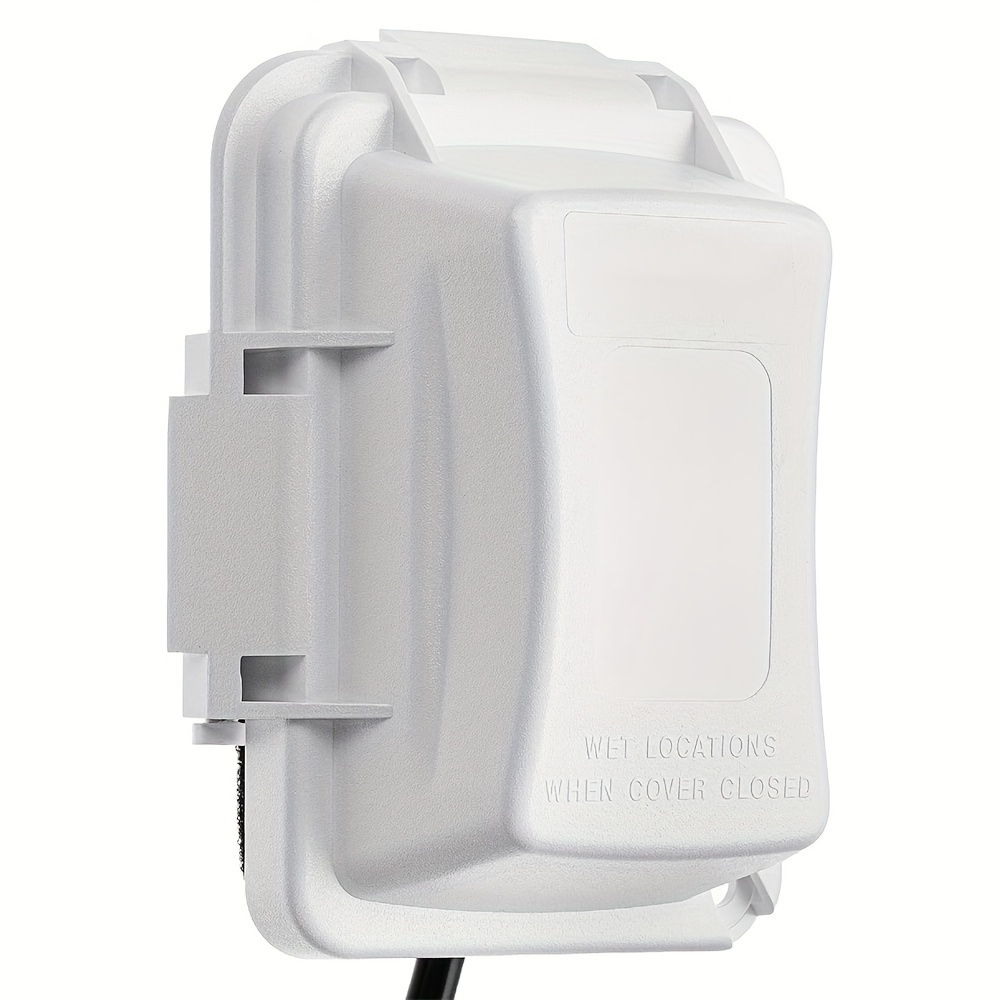 TEMU 1-gang Weatherproof Electrical Outlet Cover - Durable White Plastic, Plug-, Compatible With All Devices, Ideal For Outdoor Use, Outdoor