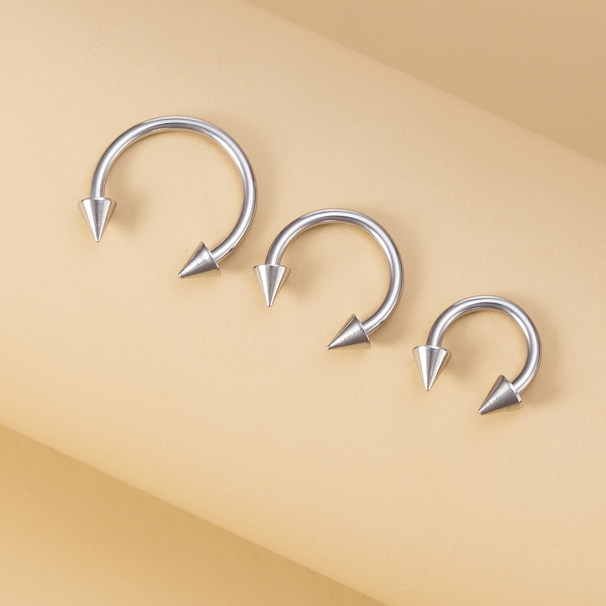 3pcs Stainless Steel Hoop Earrings Nose Septum Ring Lip Stud Ear Cartilage Piercing Tragus Helix Circular Barbell Horseshoe Ring Bcr Body Jewelry
