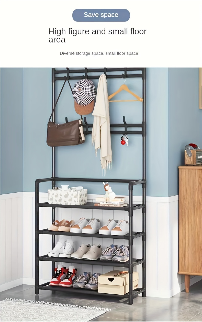 versatile 4 5 tier entryway organizer with shoe rack hooks   keys coats hats and umbrellas ideal for home office or dorm details 1