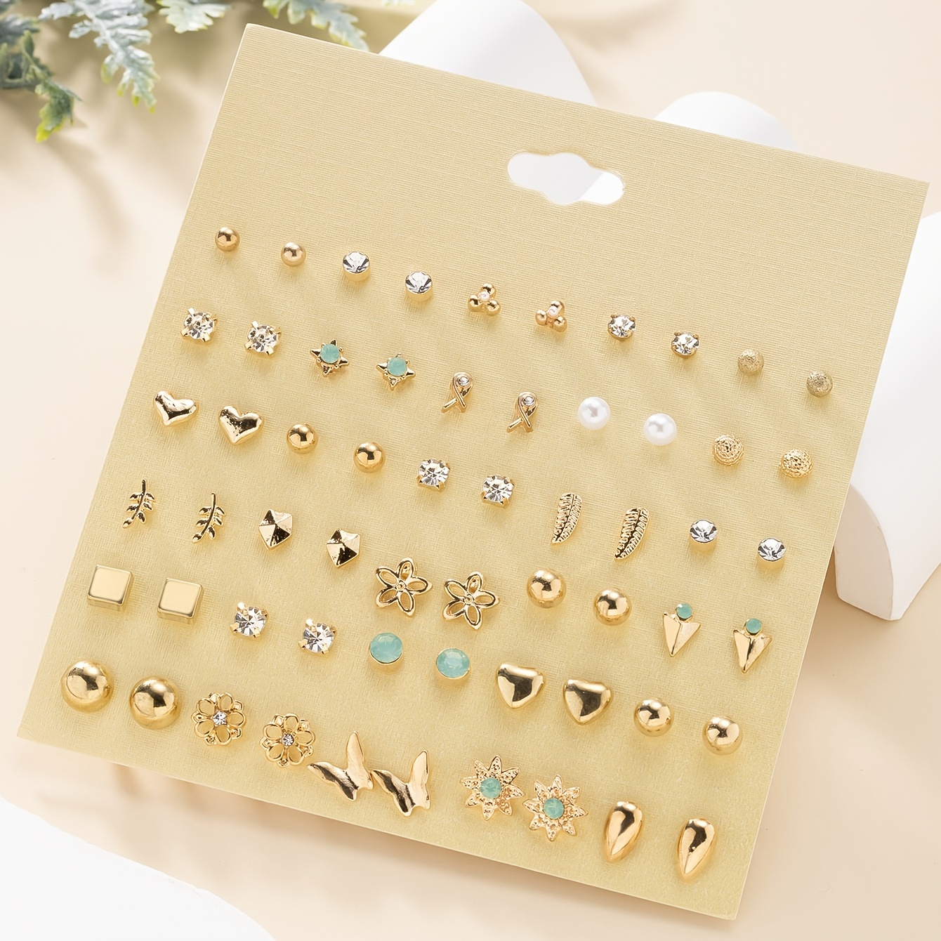 

1 Set Of 30 Pairs Of Fashionable And Style Rhinestone Frosted Geometric Women's Girls Earrings Set Holiday Gift Jewelry Worn Daily