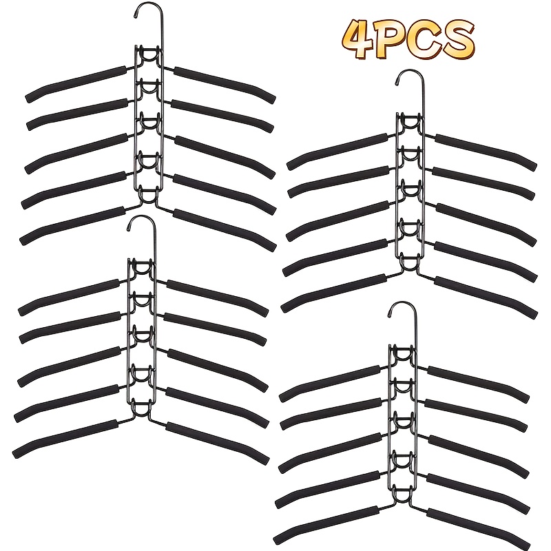 TEMU 2 Pack/4 Pack 5in 1 Magic Hangers - 5-tier Metal Clothes Hangers With Non-slip Foam Tubes, Space-saving Foldable - For Organizing Clothes In