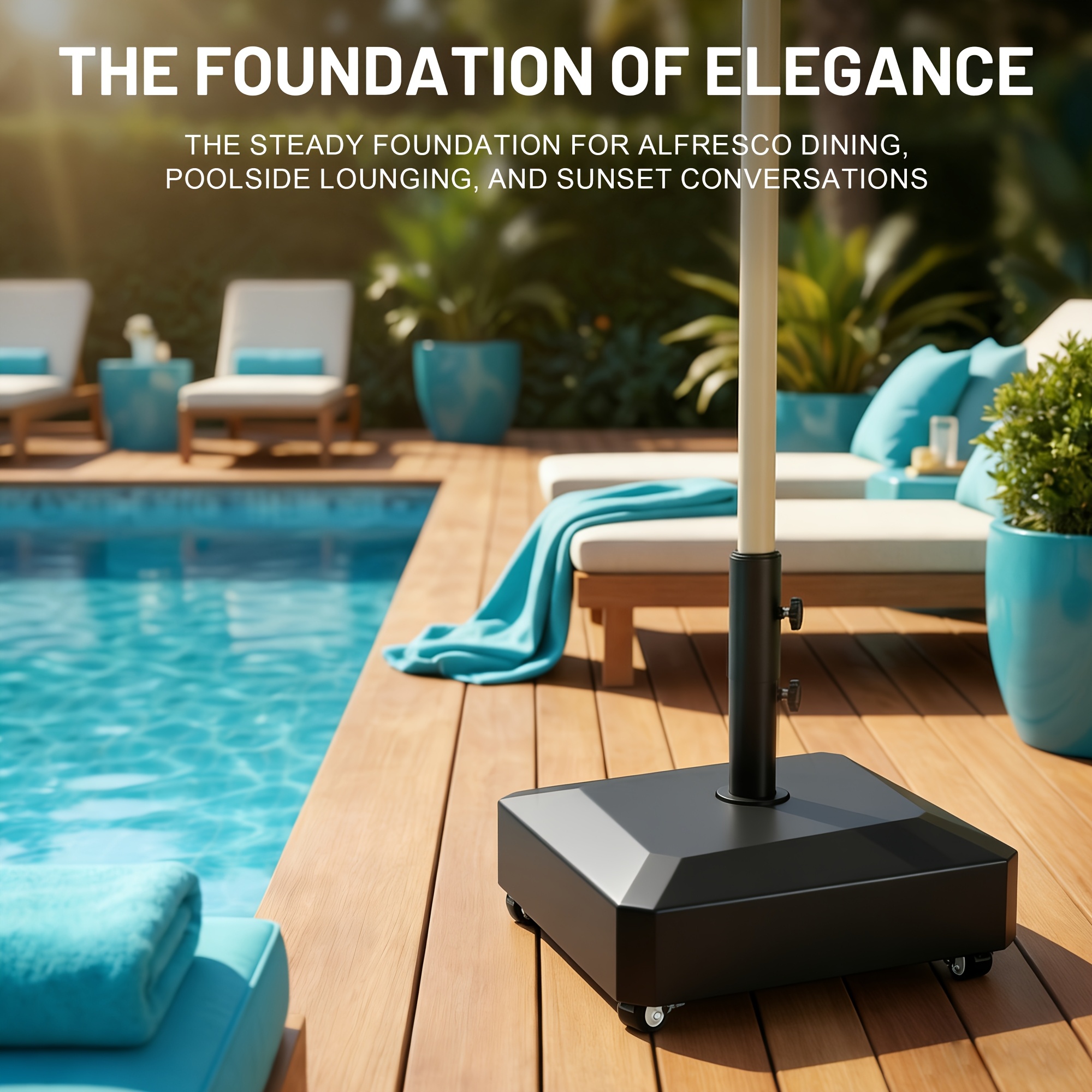 [Heavy-Duty Umbrella Base] 124lbs Heavy-Duty Mobile Umbrella Base with Wheels & Weighted Base Suitable for 1.3
